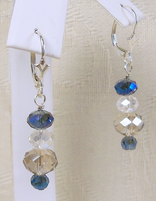 NEW! Light Topaz and Blue Vitrail Earrings